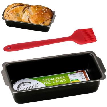 Imagem de Forma De Pão Retangular Grande Antiaderente 2L + Pincel