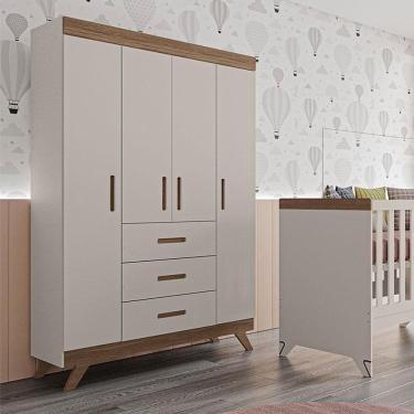 Imagem de Guarda Roupa Infantil Ambiente Retrô Maya Off White Carvalho - Carolina