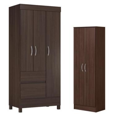 Imagem de Guarda Roupa Solteiro Wind Com Sapateria Multiuso Golden Café - Demóbile