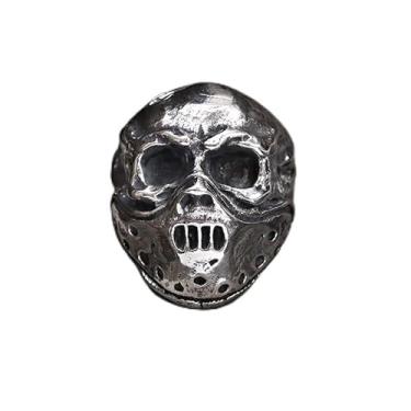 Imagem de Anel de aço inoxidável com máscara de aníbal – design exclusivo inspirado em Hannibal Lecter – joia ousada para fãs de terror e filmes, tamanho 7-13, Aço inoxidável, Sem pedra preciosa