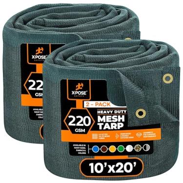 Imagem de Xpose Safety Lona de malha verde resistente de 25 cm x 50 cm (pacote com 2) – 70% tecido protetor solar com ilhós para jardim, cerca, tela de privacidade, coberturas de caminhões basculantes, capa de