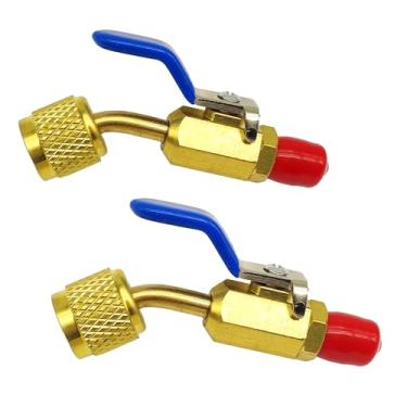 Imagem de MATERIG Adaptador de refrigerante A2L R-32 R-454B, alargador fêmea de 1/10.2 cm x 1/10.2 cm, adaptador de mangueira de válvula esférica flare, latão compacto, acessórios HVAC de baixa perda adequados