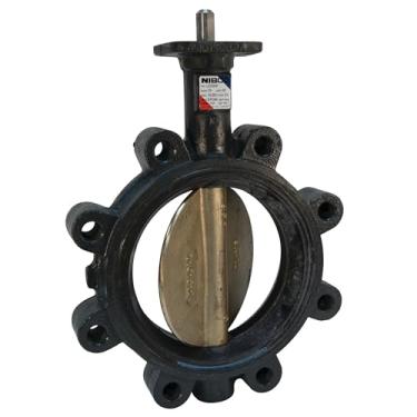 Imagem de NIBCO Válvula borboleta de ferro dúctil série LD-2000-3 com forro EPDM e disco de bronze de alumínio, alça de trava de alavanca, argola, 20 cm