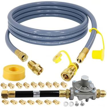 Imagem de Kit de conversão de gás natural universal - propano para gás natural com mangueira e regulador de conexão rápida de 3 m, bocais de orifício de latão para Weber Genesis Spirit, Nexgrill, Blackstone 71