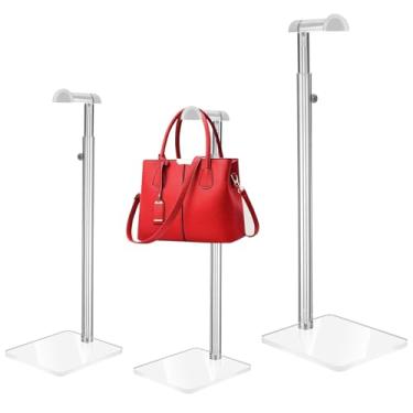 Imagem de AceOrbit 3 bolsas de acrílico para exibição de 35,5 cm a 61 cm de altura ajustável, organizador de bolsa para armário de mesa, suporte de pendurar para armário e loja comercial