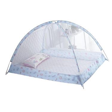 Imagem de Generic Barraca dobrável para cama de bebê, malha respirável, arame de aço, malha de arame de aço, berço de viagem portátil, adequado para crianças de 0 a 4 anos, sem fundo para uso no berço (azul)