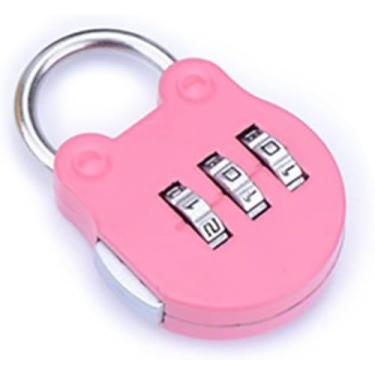 Imagem de Cadeado de combinação rosa de 3 dígitos, cadeado de código redefinível para viagens, mochila, academia, armários escolares, cadeado com senha de segurança para malas e bolsas