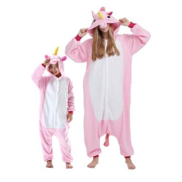 Imagem de Pijama de flanela de unicórnio rosa Onesie DarkCom para adultos