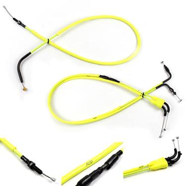 Imagem de Arashi Cabo de Acelerador e Embreagem para Yamaha MT09 MT-09 FZ09 FZ-09 2014-2017, Acessórios de Substituição de Motocicleta Linhas de Fio Inoxidável Borracha Amarelo