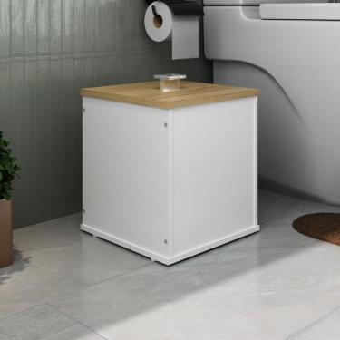 Imagem de Lixeira Banheiro Cesto Cozinha Luxo MDF - Fabribam Gabinetes, Branco/c