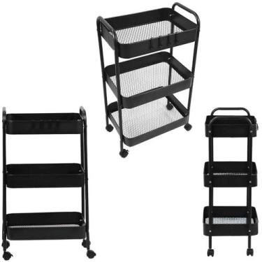 Imagem de Carrinho Auxiliar com 3 Prateleiras com rodinhas para Salão de Beleza 