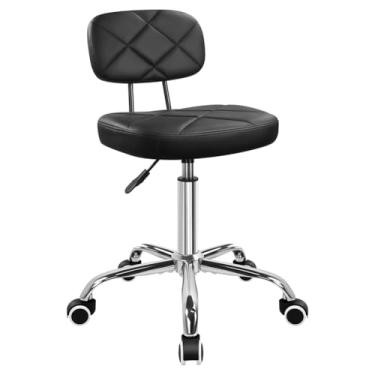 Imagem de KKTONER Cadeira de escritório com banco de escritório com rodas ajustáveis em altura para esboço e trabalho doméstico (preto)