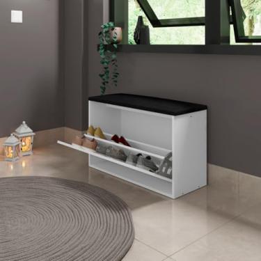 Imagem de Sapateira Baú Organizador de Sapatos com Porta Estofado Suede Bali