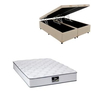 Imagem de Cama Box Baú Bipartida Blindada com Colchão Doss Molas Ensacadas 30cm (CORINO BEGE, Queen)