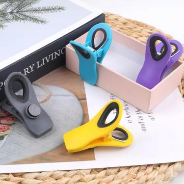 Imagem de Pacote com 4 clipes de chips, clipes de pão, saco magnético com vedação hermética para pacotes de alimentos, ímã de geladeira, multicolorido