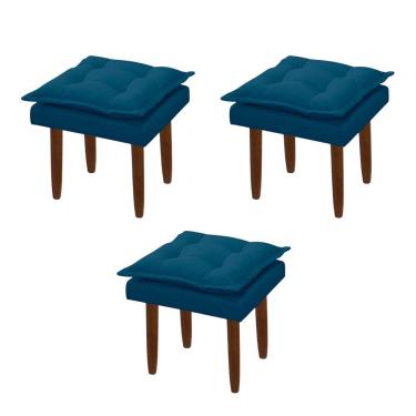 Imagem de Kit 03 Puff Maria Para Sala De Tv E Estar Quarto Confortável Suede Azul Marinho Mabe Magazine