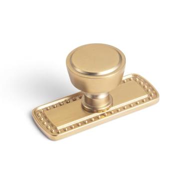 Imagem de Goo-Ki Puxadores de gaveta com placa traseira/espaçador ferragens de armário de cozinha de liga de zinco - Pacote com 6 alças de bronze champanhe com orifício único/barra de parafuso