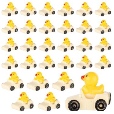 Imagem de 30 peças de figuras de pato em miniatura, patos de resina branca e amarela em um carro, patos pequenos, engraçados, patos flutuantes, mini patos de carro, decoração para casa, escritório, jardim
