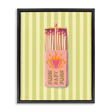 Imagem de Stupell Industries Arte de parede Burn Baby Matches marrom com moldura flutuante, design de Elyse Anastacia, 53 x 43 cm