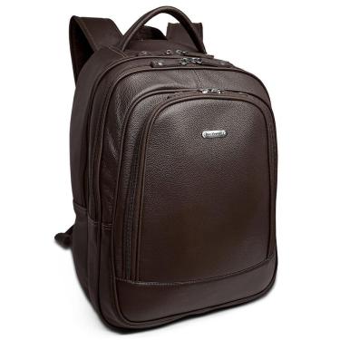 Imagem de Mochila Executiva De Couro Masculina Grande Para Notebook