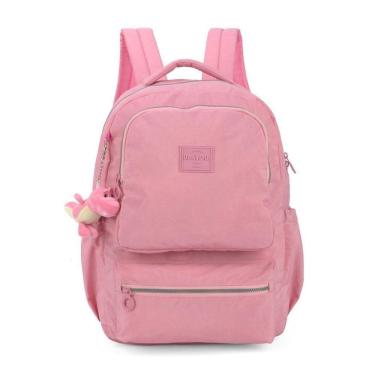 Imagem de Mochila Feminina Notebook Tecido Crinkle Chaveiro Pelúcia