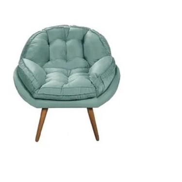 Imagem de Poltrona Decorativa Flórida Em Tecido Suede Pés Madeira