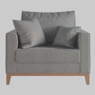 Imagem de Poltrona Decorativa Living Em Tecido Linho Para Sala