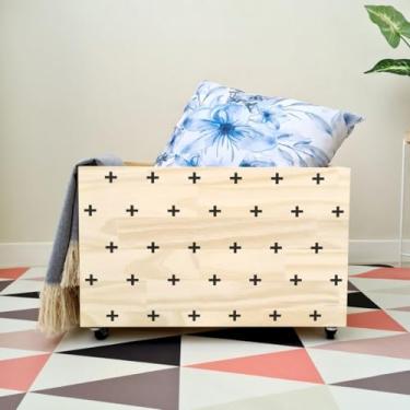 Imagem de Caixote Organizador com Rodas 30x30x50cm - Cesto Organizador de Brinquedos e Roupas - Madeira Pinus(CX027)