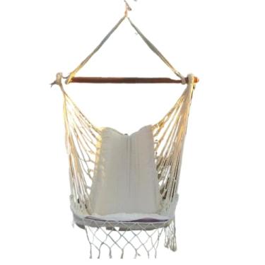 Imagem de Rede Cadeira De teto Balanco Suspensa descanso com espuma e bolsa transporte(Algodao Cru)