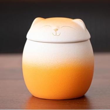 Imagem de Urna De Pet Pequena Para Lembrança Para Cinzas De Gato, Urna Em Forma De Gato, Urnas De Cerâmica Para Gatos Para Cinzas, Urnas De Cremação Para Animais De Estimação, Urn, Orange, Big