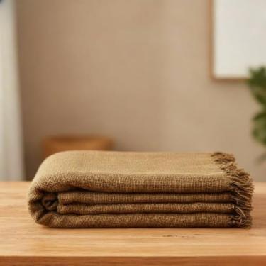 Imagem de Manta de Sofa, Manta para Sofa Grande, 4,00 X 1,8m Decorativa e Capa Protetora Algodão Artesanal Resistente e Duradouro Adequado para uso doméstico(Marrom King)
