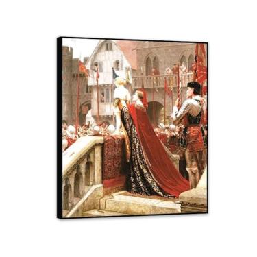 Imagem de Edmund Leighton impressão em tela Vox Populi por Reproduções de pinturas famosas Edmund Leighton pôster arte de parede para sala de estar quarto decoração de parede 60 x 50 cm (24 x 20 polegadas