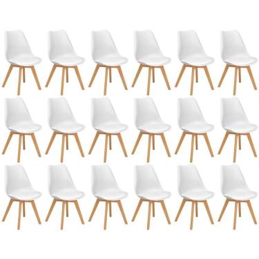Imagem de Conjunto 18 Cadeiras De Jantar Eames Wood Leda Design Estofada - Branco
