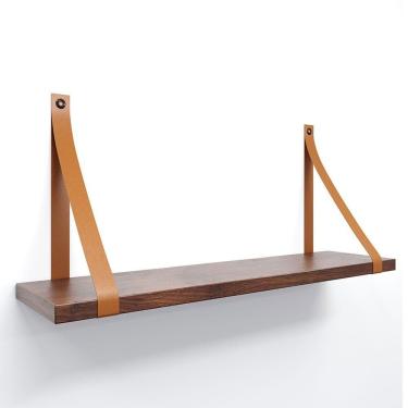 Imagem de Prateleira Em Mdf Castanho 60x15cm Com Alça Cor Caramelo