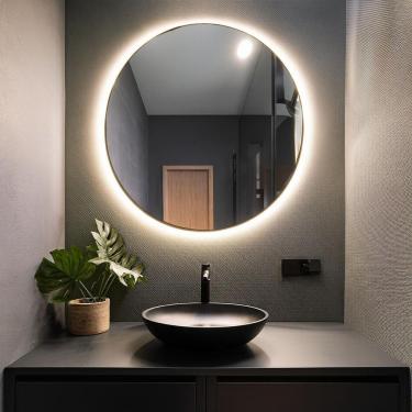 Imagem de Espelho Redondo Com Iluminação Led Branco Frio - 6000k - 80x80 Cm