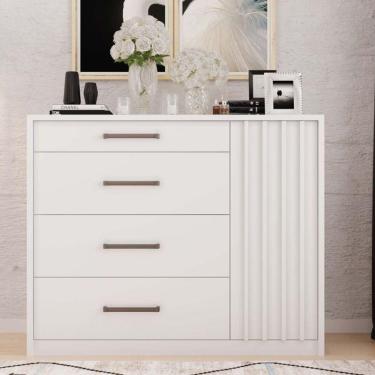 Imagem de Cômoda Palacius Caemmun Com Aplique Ripado Em Mdp Branco