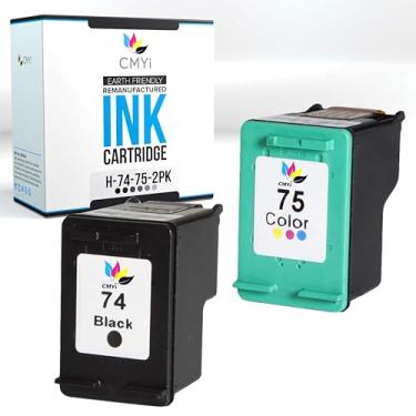 Imagem de CMYi 74 75 cartuchos de tinta combo de substituição para HP PhotoSmart C4275, C4280, C4283, C4285, C4288, C4293, C4294, C4300, C4340, C4342, C4343, C4344, C4345, C43488 , Impressoras C4380 (1 preta, 1