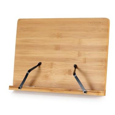 Imagem de Classic Cantabile Suporte de música de mesa TSW-50S bambu, 33,3 x 22,4 cm – suporte de livro de receitas, suporte de leitura para livro, smartphone, tablet – ângulo de inclinação de 5 posições