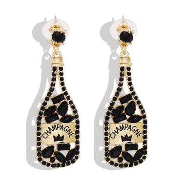 Imagem de Brincos de champanhe para mulheres meninas brincos de garrafa de champanhe com contas brincos de margarita brincos de tequila brincos pendentes de vidro de vinho de cristal brincos pendentes festa