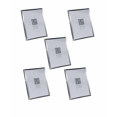 Imagem de Kit 5 Porta Retrato em Metal e Vidro 15x20 Prata Escovado