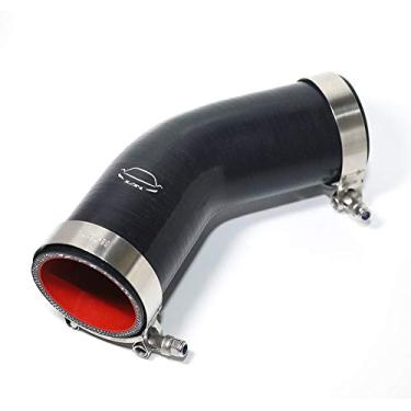 Imagem de LTI Universal 63 mm 4-Ply Reforçado Alto Desempenho 6.3 cm ID 45 Graus Cotovelo Silicone Mangueira Acoplador Com Parafuso T Braçadeira T304 Aço Inoxidável (6.3 cm PRETO)