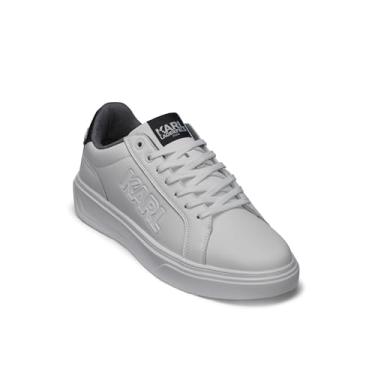Imagem de KARL LAGERFELD Tênis masculino de couro com cadarço e logotipo, Branco, 38