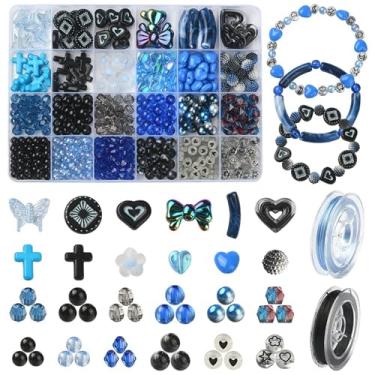 Imagem de MakemadeDIY 598 peças sortidas de contas de acrílico para fazer pulseiras, cruz, borboleta, coração, arco-íris e imitação de pérola para joias, colares, brincos, chaveiro, presente de artesanato