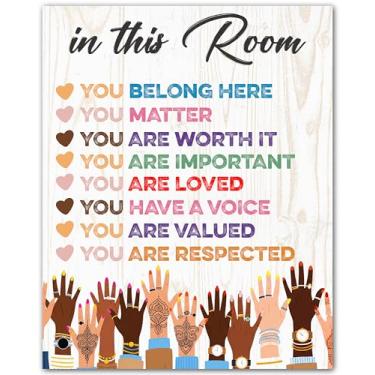 Imagem de ZUKIY In This Room Affirmations - Pôster inspirador para decoração de escritório - Arte de parede de diversidade para sala de aula - Impressões motivacionais para sala de terapia - Pôster sem moldura