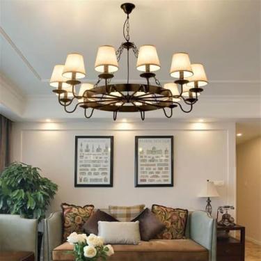 Imagem de Luminária pendente vintage industrial com LED, estilo americano, ideal para sala de estar, restaurante, quarto, casa de campo, loft, loja de roupas, café, bar, casa de família (Q 12 lâmpadas