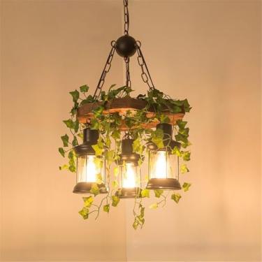 Imagem de Lustre Americano Pastoral LED Industrial Retrô Criativo Música Restaurante Bar Cafeteria Loja de Chá Loja de Roupas Decoração Plantas Verdes Luminária Pendente (XA 3 Lâmpadas)