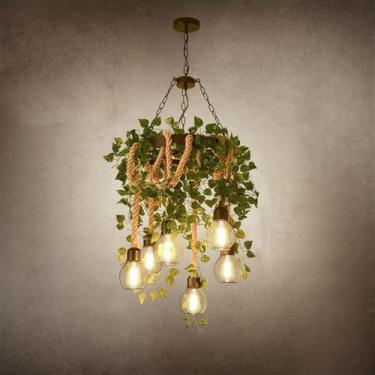 Imagem de Lustre Americano Pastoral LED Industrial Retrô Criativo Música Restaurante Bar Cafeteria Loja de Chá Loja de Roupas Decoração Plantas Verdes Luminária Pendente (M 6 Lâmpadas)
