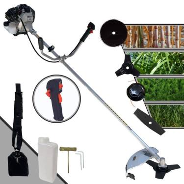 Imagem de Roçadeira Robusta Toyama TBC43H À Gasolina 43cc 1,7HP Com Sistema Antivibração Carretel Nylon e Faca 3 Pontas + EXTRA Faca 2 Pontas e Faca 80 Dentes