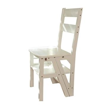 Imagem de ZJYWMM Banqueta dobrável de madeira maciça deformável multifuncional dobrável design banquinho preto cadeira dobrável com 4 degraus capacidade de 150 kg (cor: D)