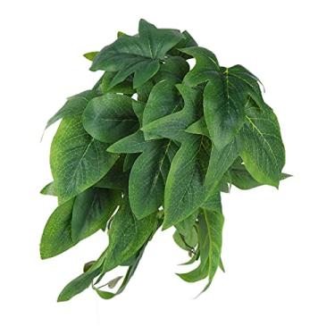 Imagem de Pissente Planta de Réptil Artificial, Decoração de Folhas de Plástico Realista para Terrário de Répteis e Tanque de Peixes, Com Ventosas, Material Não Seguro (folhas de batata doce)